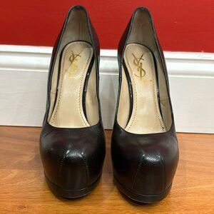 YSL Yves Saint Laurent Tribtoo Tribute Patent Platform Pump Shoes Heels 36.5
